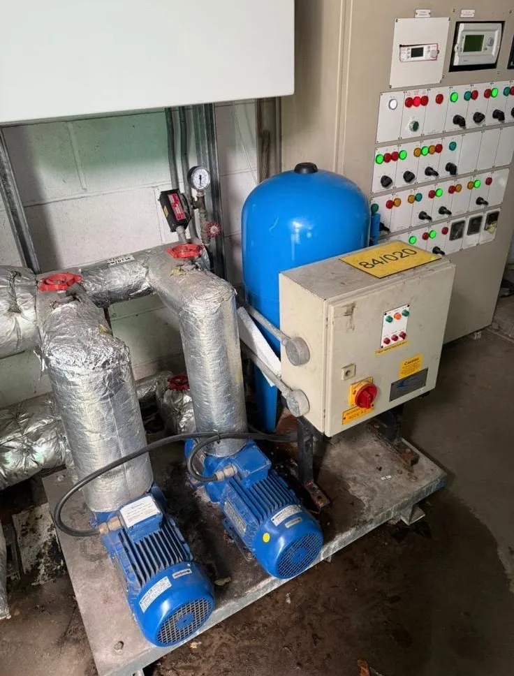 The old faulty cold water booster set before replacement in Grangemouth