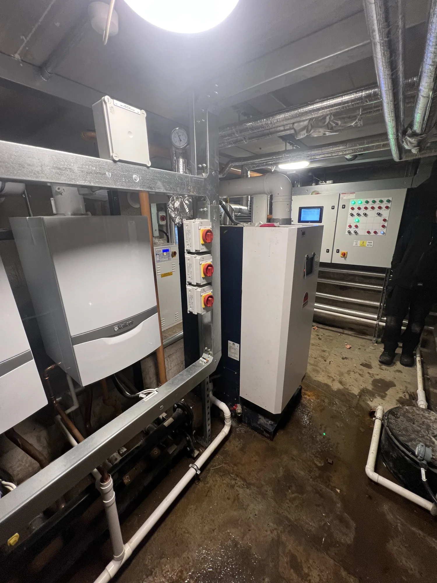 Plant room of commercial boilers during planned maintenance